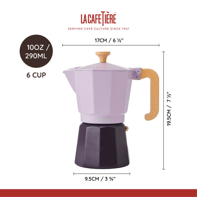 La Cafetière Venice 6 Cup Espresso Maker- Aluminium-Various colors