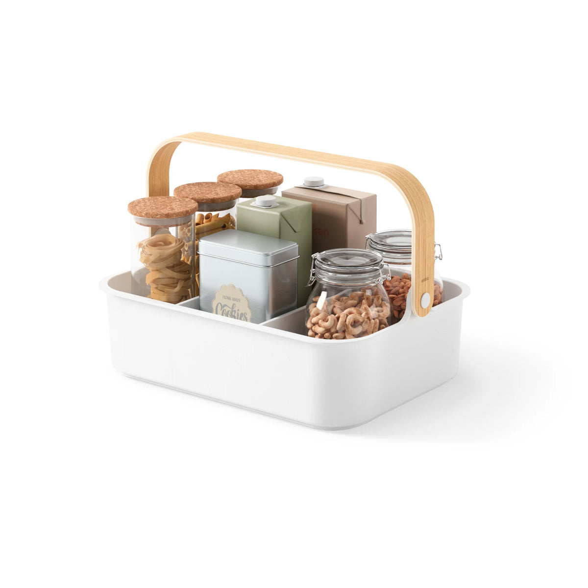 Bellwood Stackable Bin- White/Natural- Large - The Organised Store