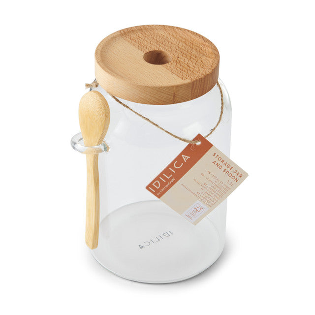 Idilica Glass Storage Jar with Beechwood Lid Range - The Organised Store
