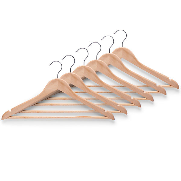 Clothes Hanger Set, 6Pcs, Wood/Natural