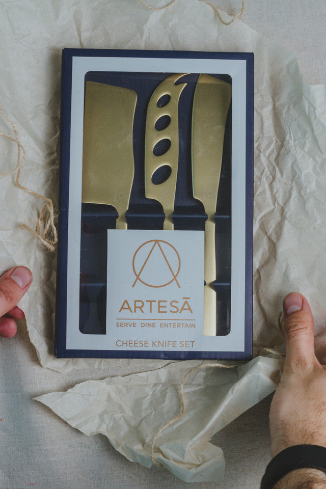 Artesá-Piece Set of Brass-Finished Cheese Knives
