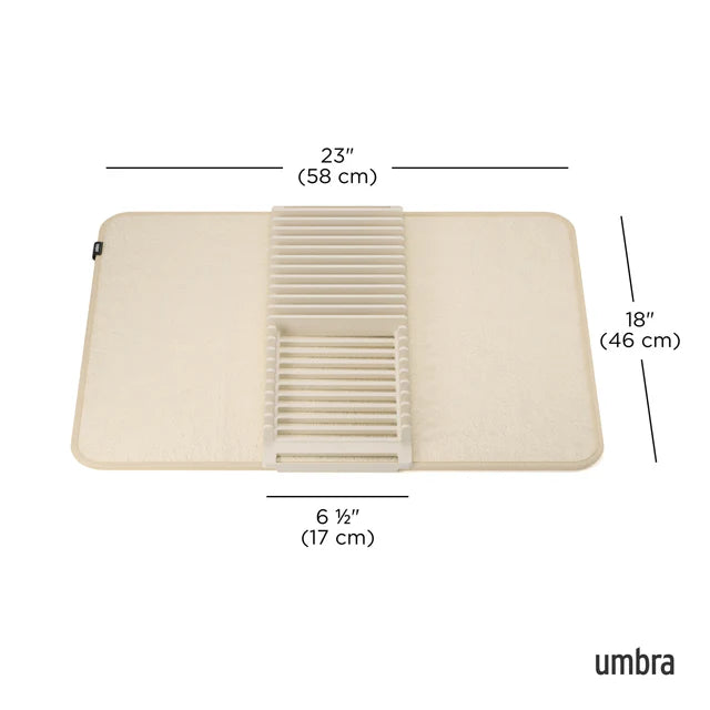 UDry Dish Drying Rack with Mat- Linen - The Organised Store
