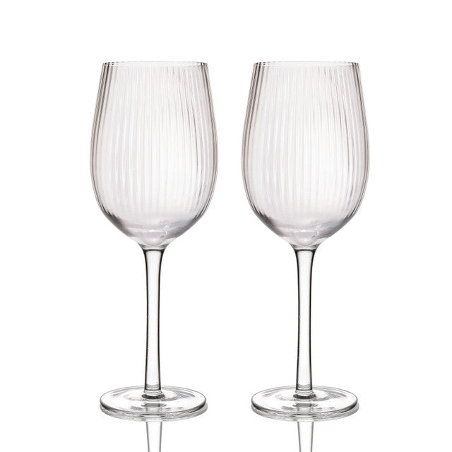 BarCraft Set of 2 Ridged Wine Glasses