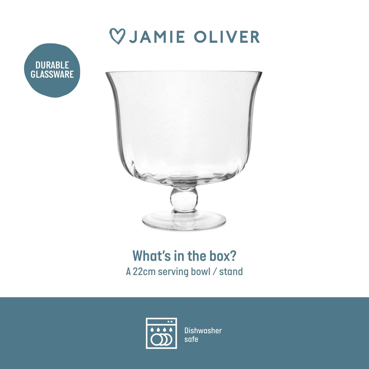 Jamie Oliver Big Love Showstopper Bowl, 22cm, Clear Glass