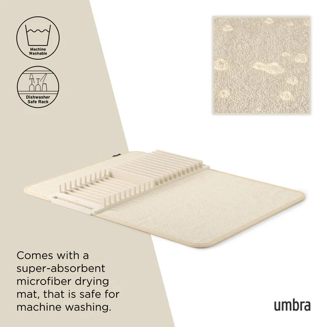 UDry Dish Drying Rack with Mat- Linen - The Organised Store