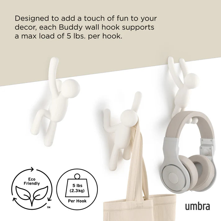 Buddy Wall Hooks- Set of 3 - The Organised Store