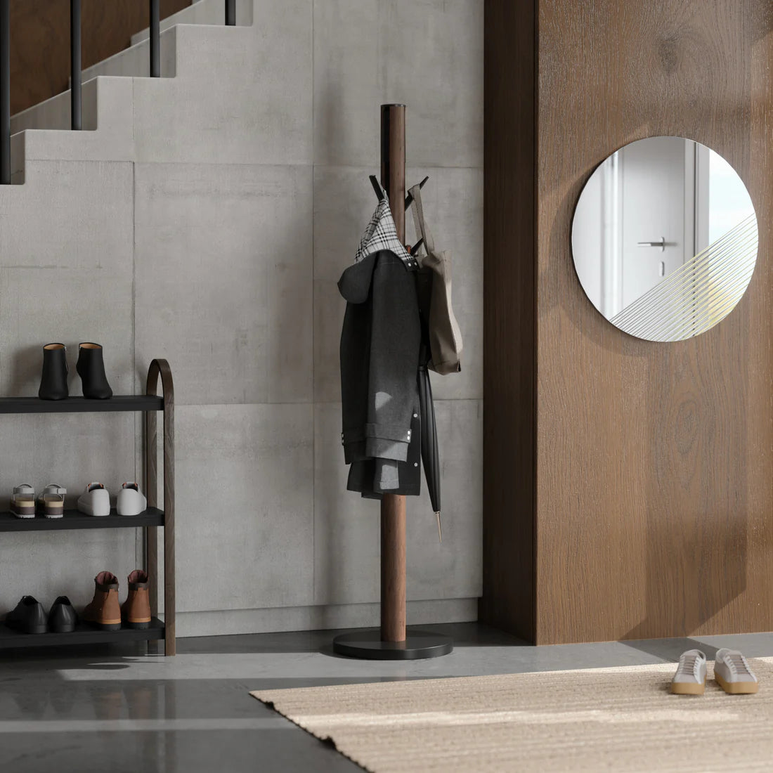 Flapper Coat Rack - Blk/Wal