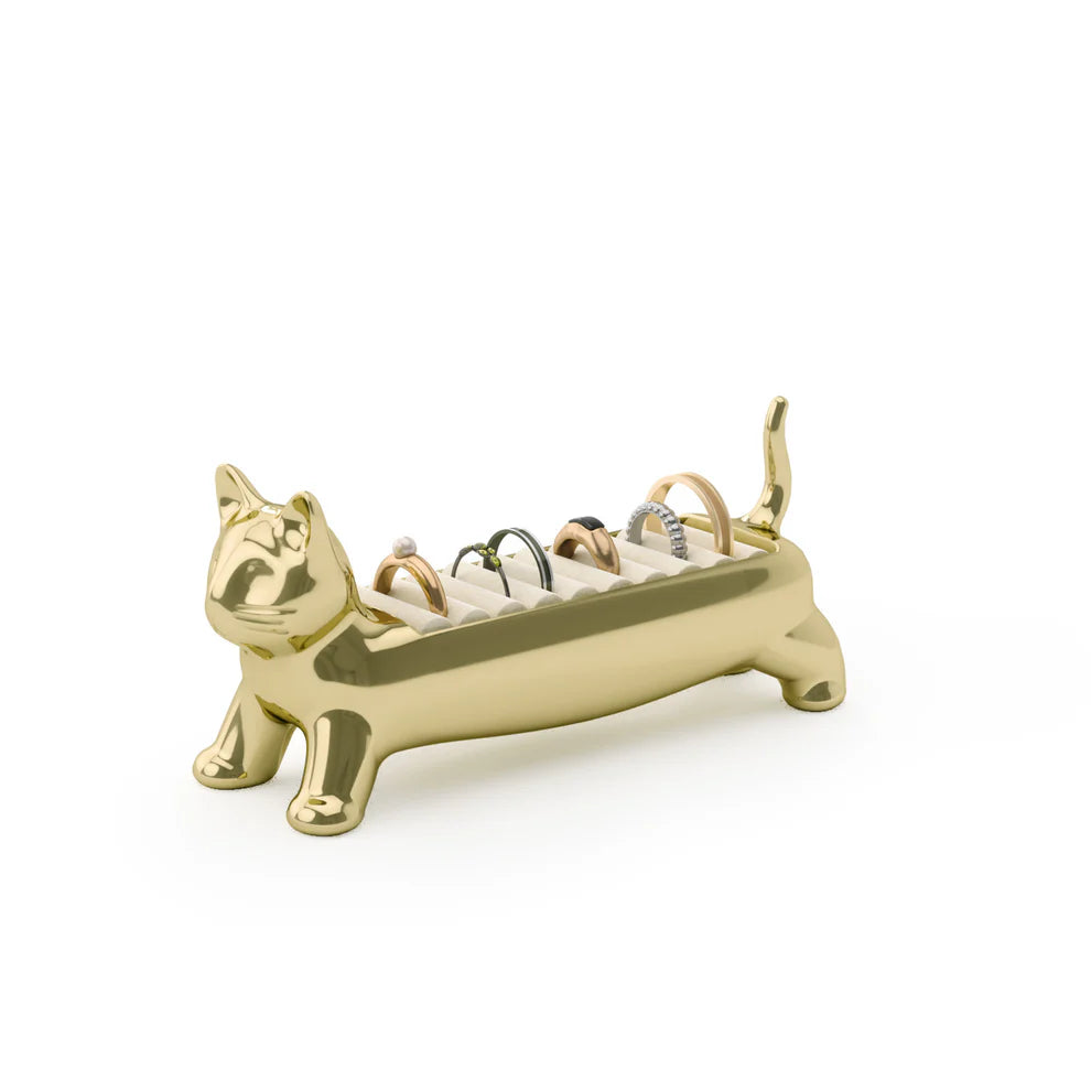 Ali Cat Ring Holder Brass - The Organised Store