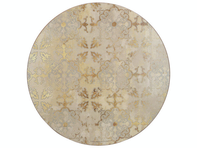 Creative Tops Gold Impressions Pack Of 4 Premium Round Placemats - Gold/Grey