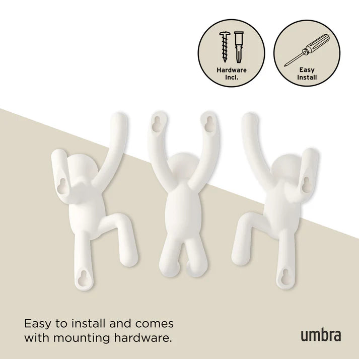 Buddy Wall Hooks- Set of 3 - The Organised Store