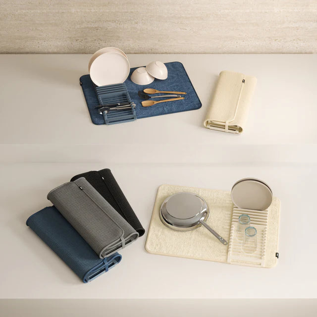 UDry Dish Drying Rack with Mat- Linen - The Organised Store