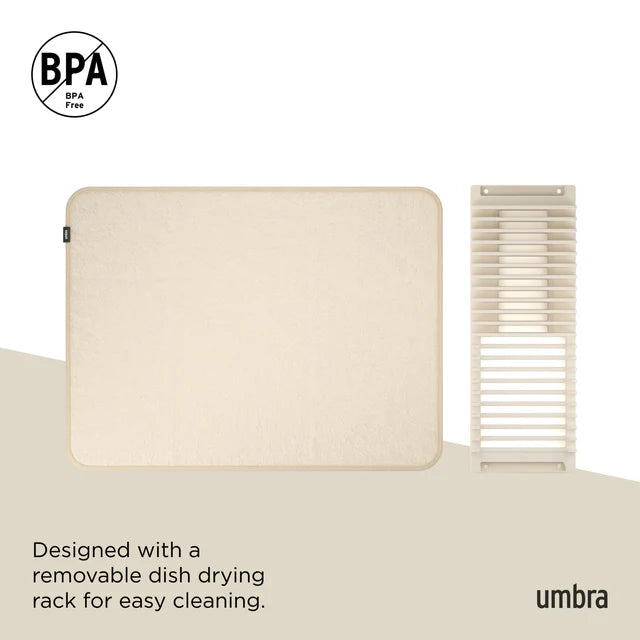 UDry Dish Drying Rack with Mat- Linen - The Organised Store