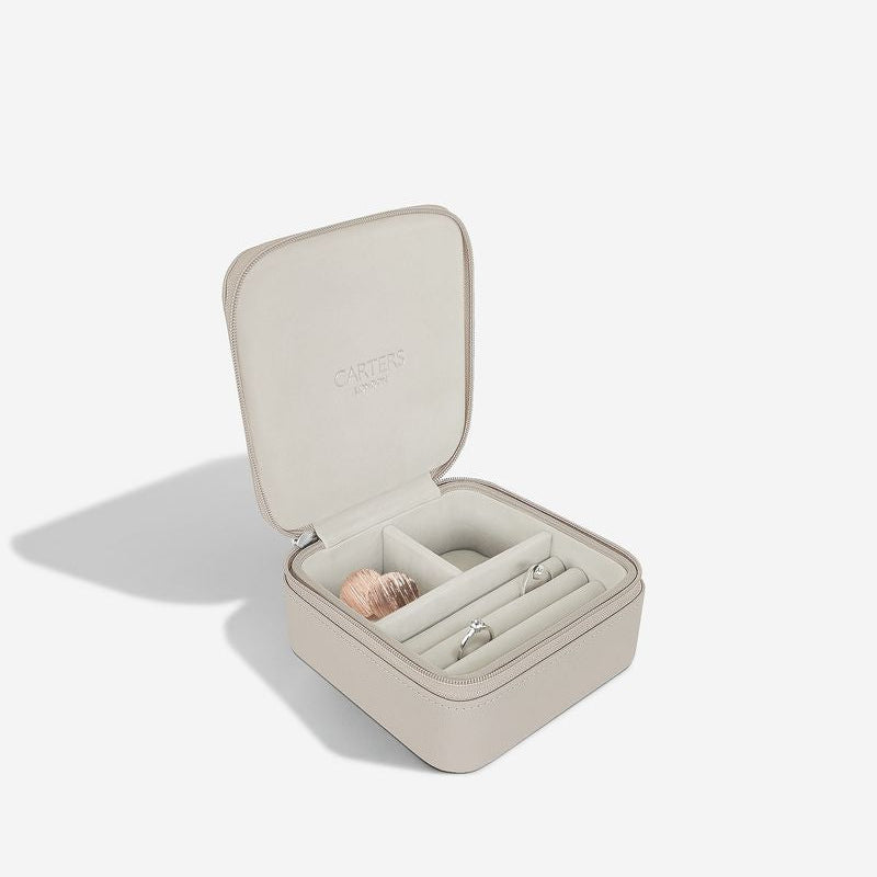 Taupe Square Zipped Jewellery Box