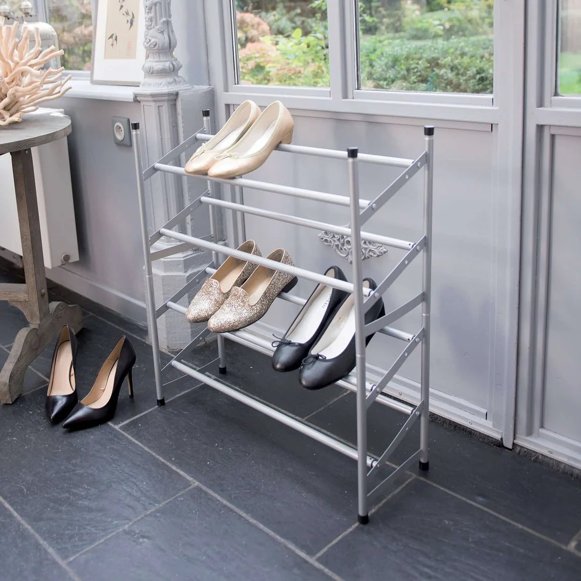 Extendable 2 Tier Shoes Rack-Grey