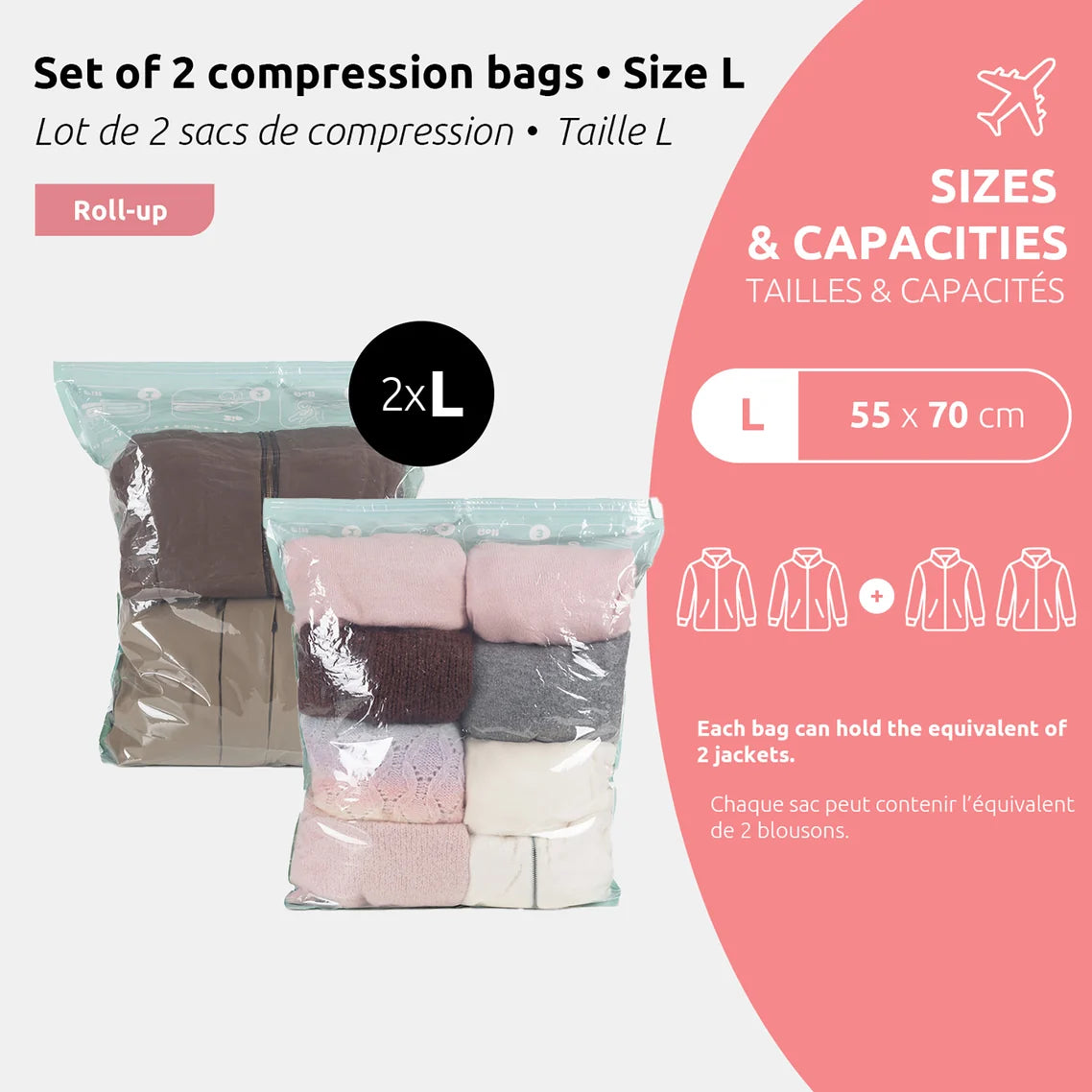 Set 2 Roll Up Compactor Bags- Large
