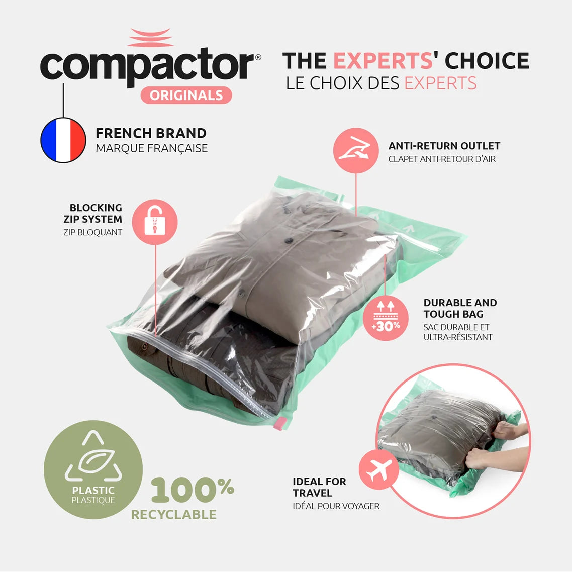 Set 2 Roll Up Compactor Bags- Large