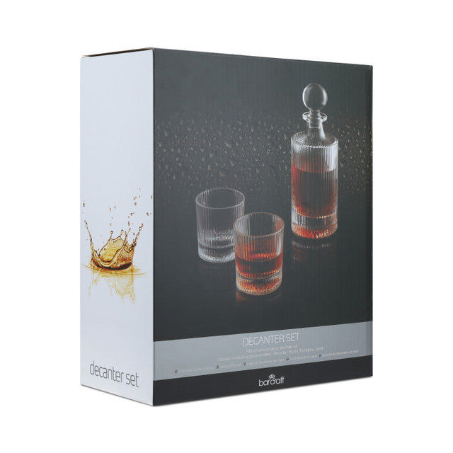 BarCraft Glass Decanter 750ml with Set of 2 Tumblers 270ml