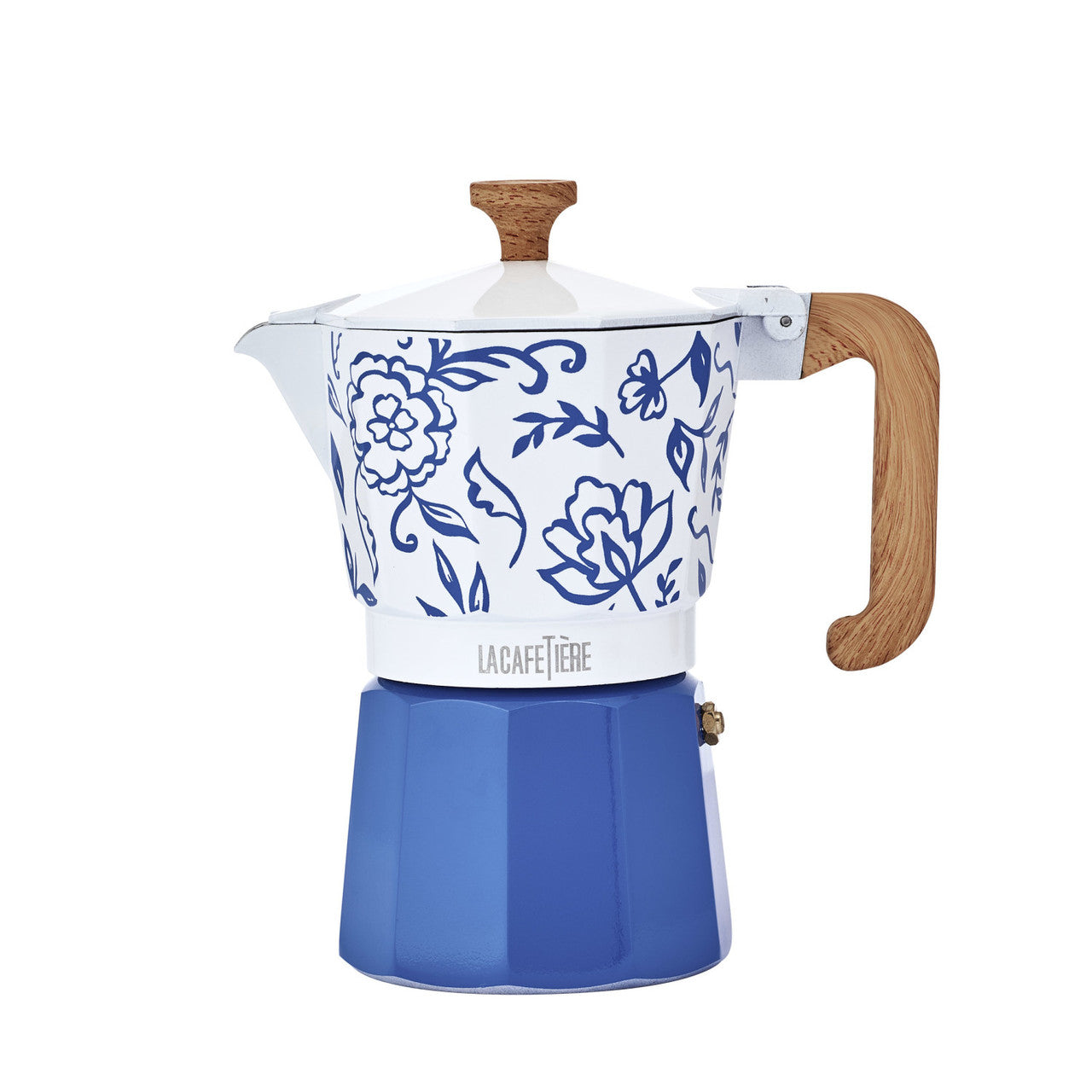 La Cafetière Venice 6 Cup Espresso Maker, Aluminium, 290ml, Blu Fiorato