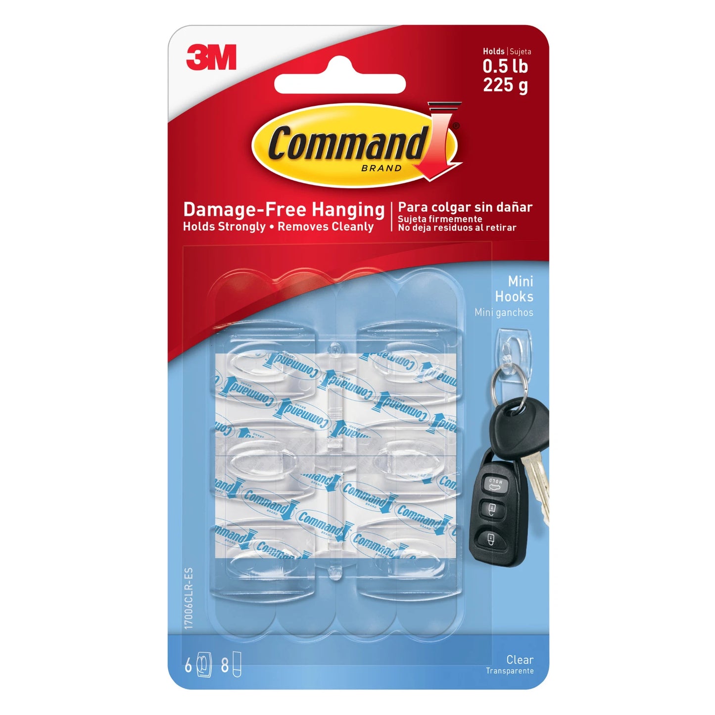 3M Mini Hooks Clear - Pack of 6 Hooks