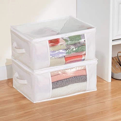 Non-Woven Fabric Foldable Storage Zipper Bags-Medium– Set of 2