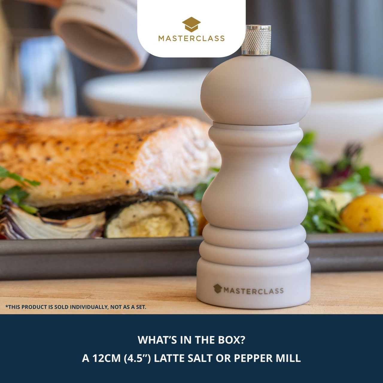 MasterClass Salt or Pepper Mill, 12cm, Latte