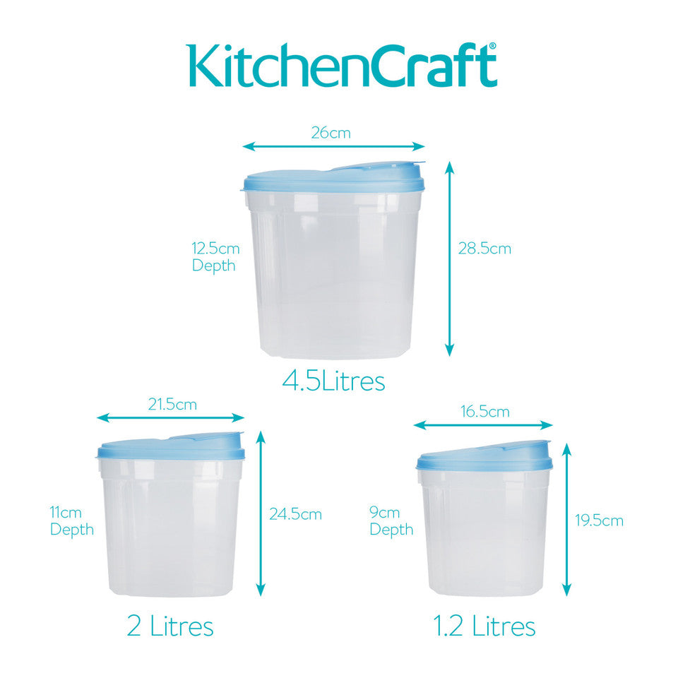 3-Piece Plastic Dry Good Storage Container Set