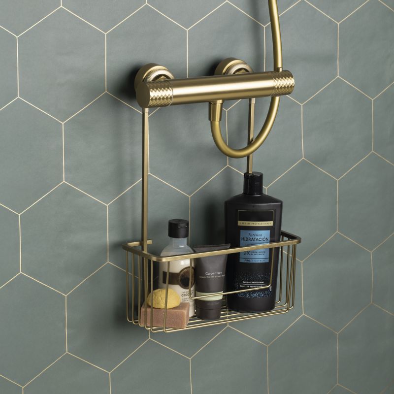 One Tier Shower Caddy Aluminium Gold