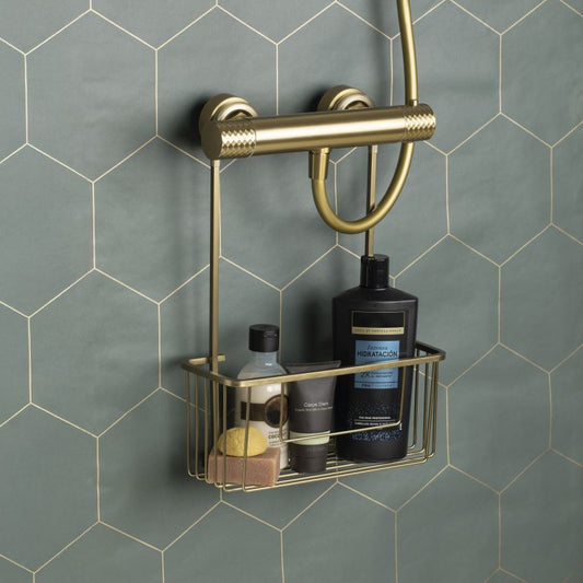 One Tier Shower Caddy Aluminium Gold