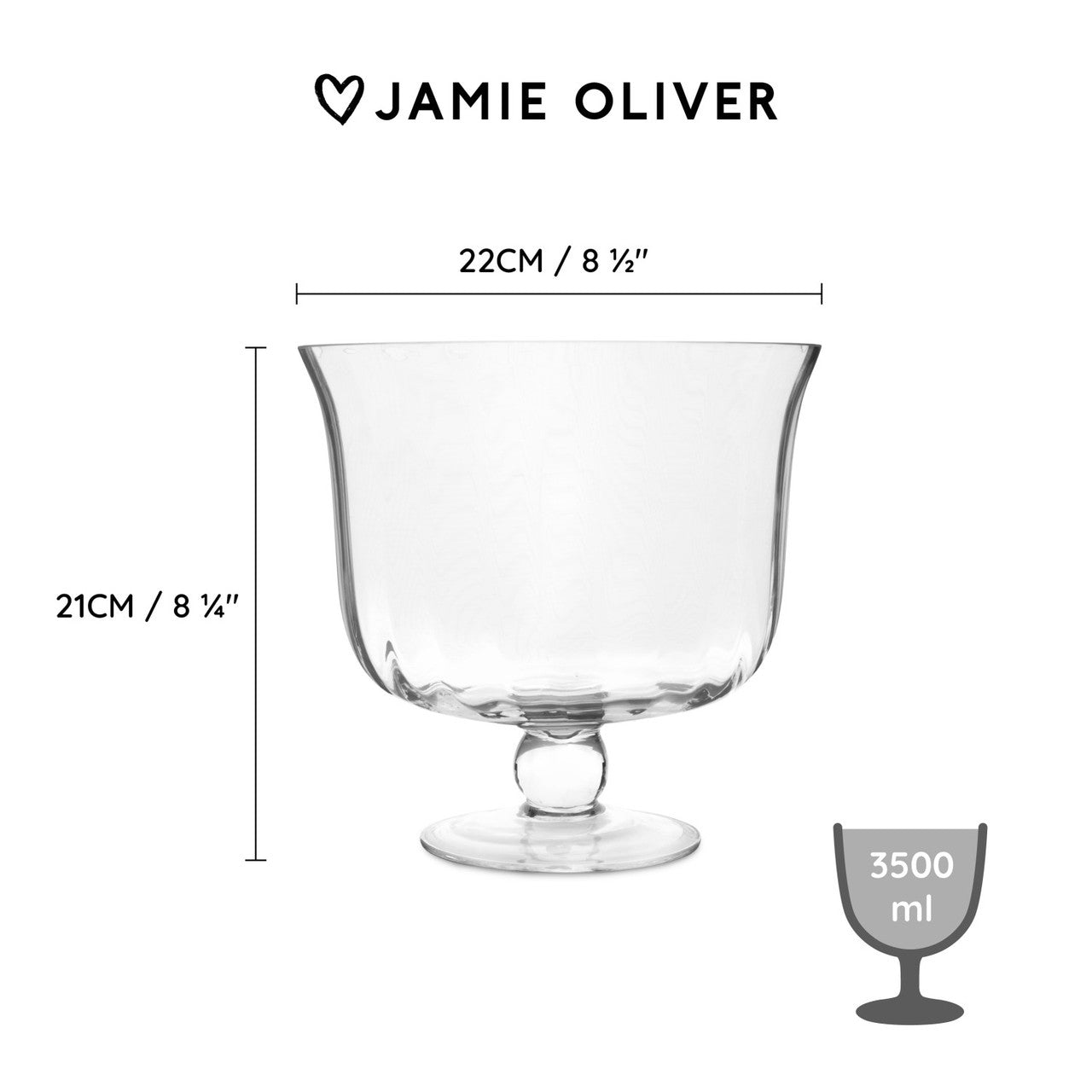 Jamie Oliver Big Love Showstopper Bowl, 22cm, Clear Glass
