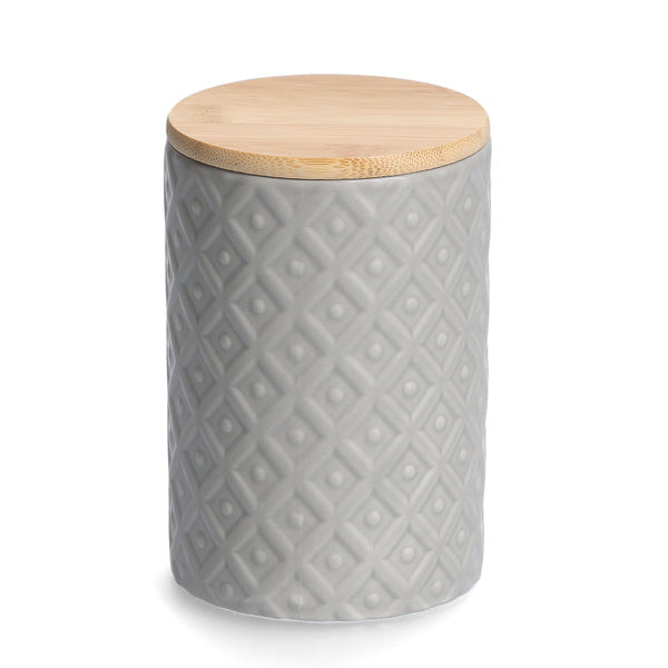 Storage Canister With Bamboo Lid, 770ml, Stoneware - Various Colours - The Organised Store