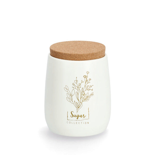 Storage Container With Cork Lid, 750ml, Metal - White - Tea/Coffee/Sugar - The Organised Store