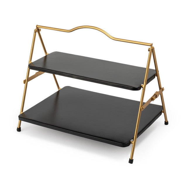 Artesà 2 Tier Gold and Black Metal Serving Stand