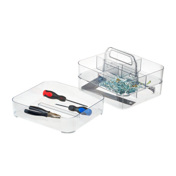 Recycled Clear Stacking Tool Box with  3 Layered & Handle