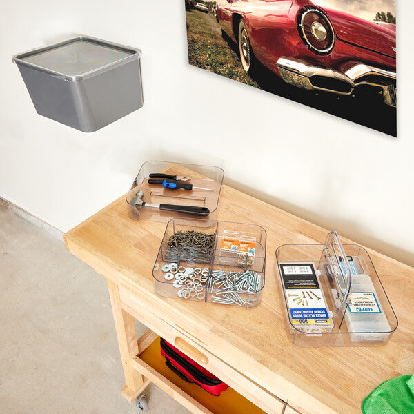 Recycled Clear Stacking Tool Box with  3 Layered & Handle