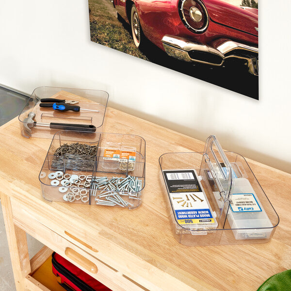 Recycled Clear Stacking Tool Box with  3 Layered & Handle