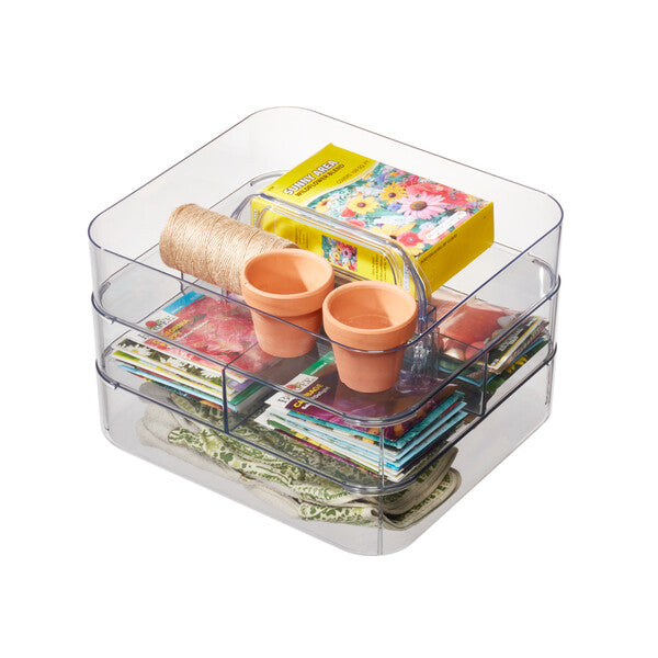 Recycled Clear Stacking Tool Box with  3 Layered & Handle