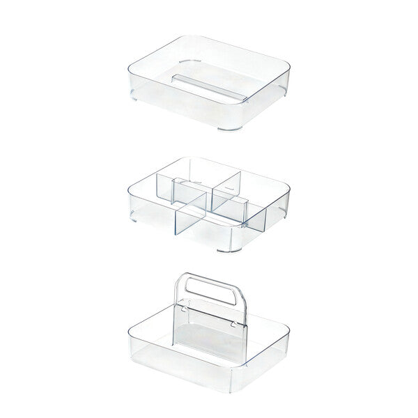 Recycled Clear Stacking Tool Box with  3 Layered & Handle