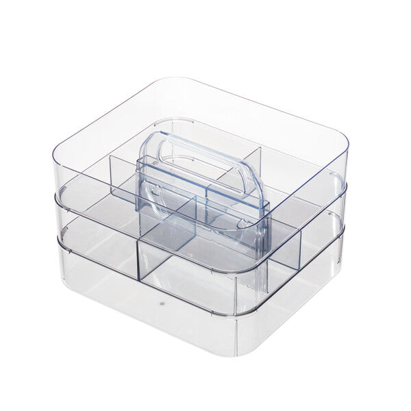 Recycled Clear Stacking Tool Box with  3 Layered & Handle
