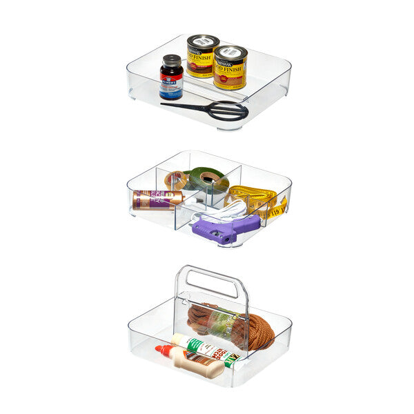 Recycled Clear Stacking Tool Box with  3 Layered & Handle