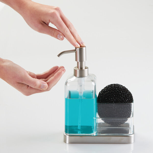 Forma Soap & Sponge Caddy - Stainless Steel/Clear