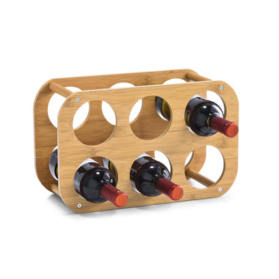 Wine Rack For 6 Bottles, Bamboo