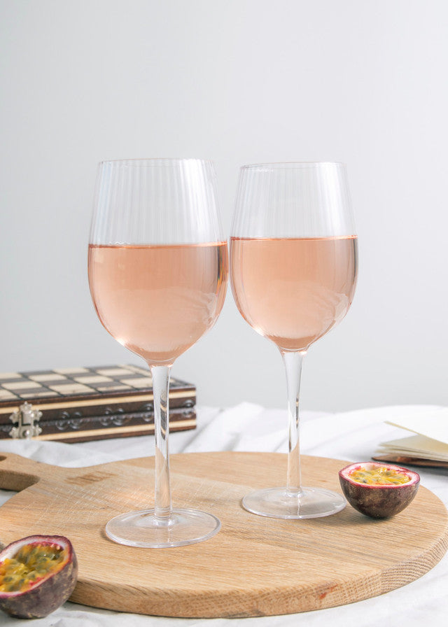 BarCraft Set of 2 Ridged Wine Glasses