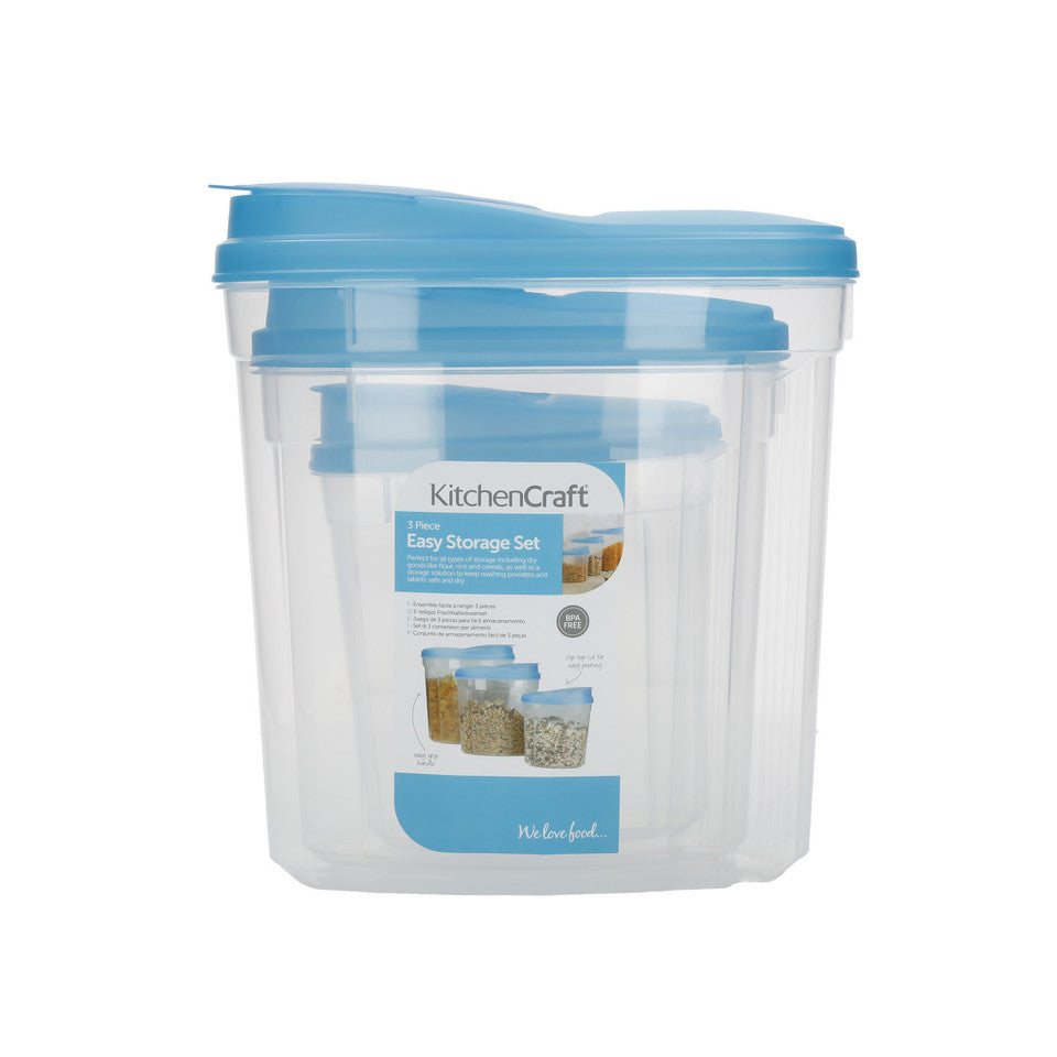 3-Piece Plastic Dry Good Storage Container Set