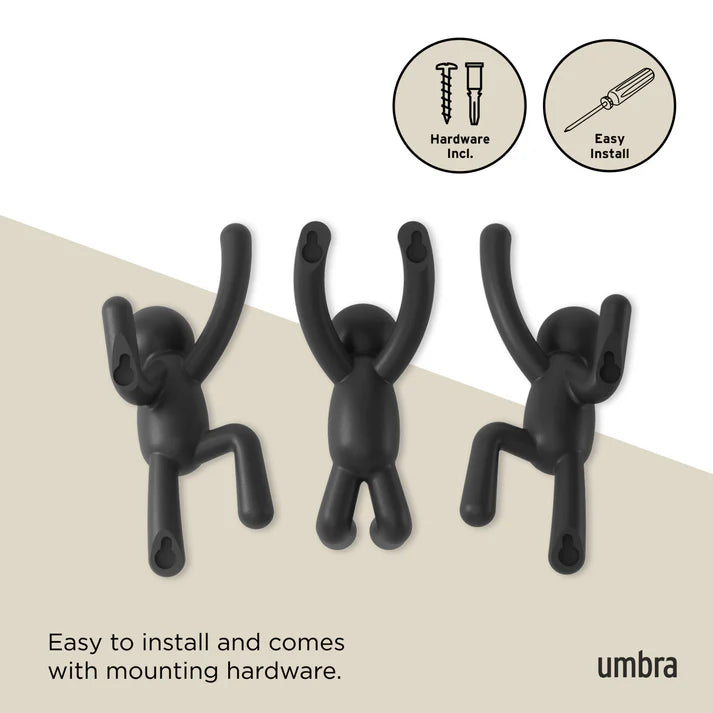 Buddy Wall Hooks -Set of 3 - The Organised Store