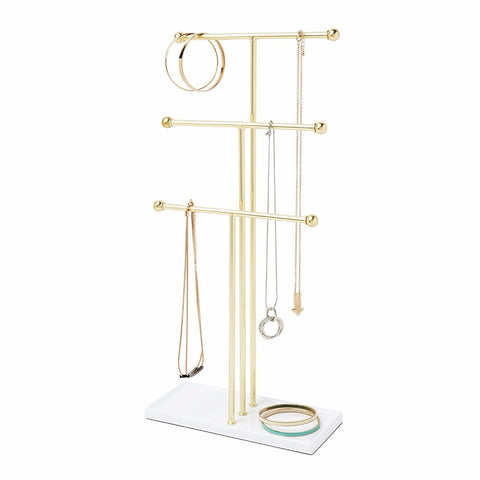 Dressing Table Mirror & Jewellery Stand - Blush & Gold