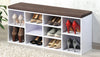 Shoe Storage Bench White Brown Cushion - The Organised Store