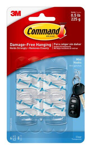 Command™ Mini Clear Hooks with Clear Strips Value Pack