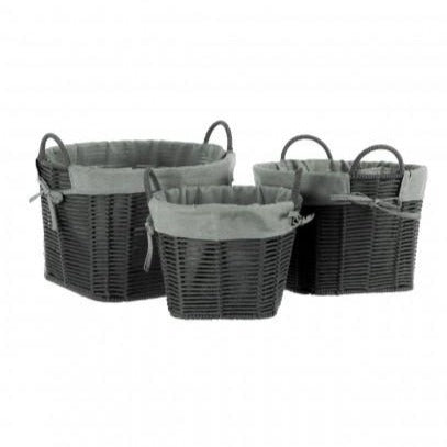 Straw And Cotton Storage Baskets - Natural/White - Various Sizes