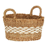 Round Seagrass Basket with White Bottom