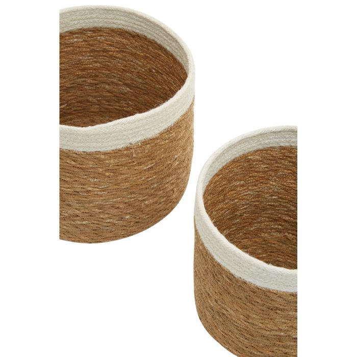 Set of 3 Natural and White Seagrass Baskets